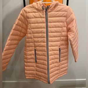 SALMON PINK MID LONG PUFFER COAT